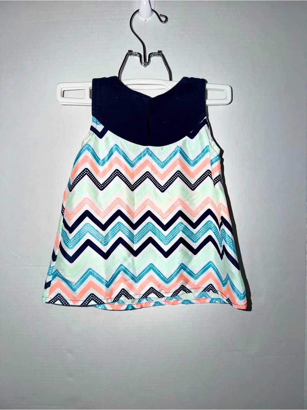 healthtex Navy Pink Mint Chevron Pineapple Tank Dress